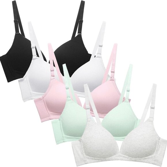 Girls Training Bras Pack - Lightly Padded Adjustable Straps 4 Colors Size 32